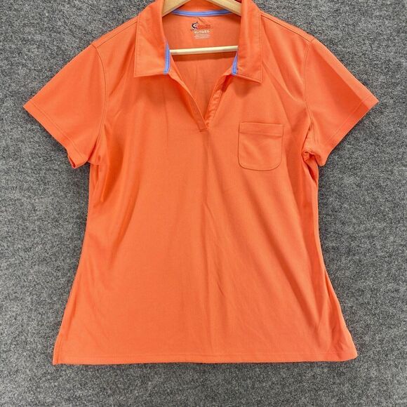 World Wide Sportsman Activewear Polo Shirt Women XL Orange Collared Short Sleeve - Picture 4 of 9